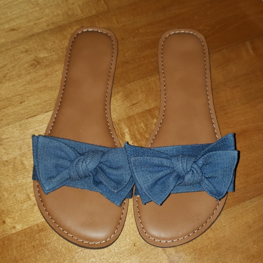 Denim flat sandals